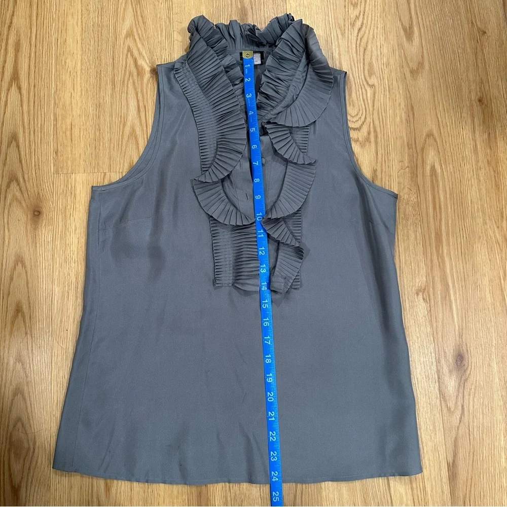 J.Crew Factory Silk Sleeveless Ruffle-Trim Gray Size 2 *See Measurements*